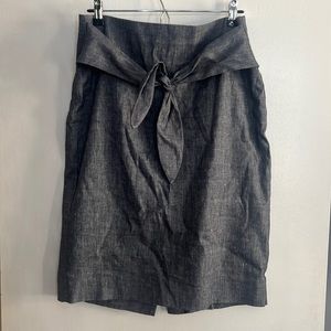 Chambray pencil skirt with tie front detail